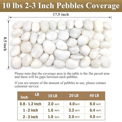 10 lbs Large River Rocks for Landscaping, 2-3 inch Polished White Pebbles for Plants, Decorative White Stones for Planters Vase Aquarium and Outdoor Garden Rocks