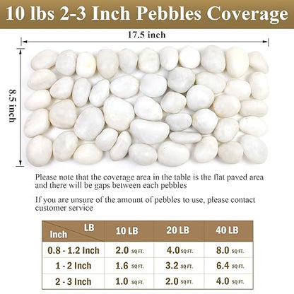 10 lbs Large River Rocks for Landscaping, 2-3 inch Polished White Pebbles for Plants, Decorative White Stones for Planters Vase Aquarium and Outdoor Garden Rocks
