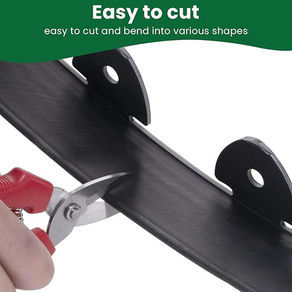 Landscape Edging, 33' 4" Tall Garden Edging with Scissors, Lawn Edging with 30 Garden Spikes and 2 Connectors, Heavy Duty PP&PE Material Edging for Landscaping, Garden, Lawn, Black