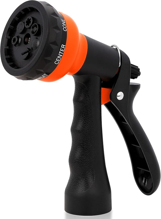 NEXCOVER Garden Hose Nozzle Sprayer - 7 Adjustable Watering Patterns Nozzle for Water Hose, Non-Slip Garden Spray Nozzle for Car Washing, Watering Plants, Pets Showering, Lawns Cleaning, Orange