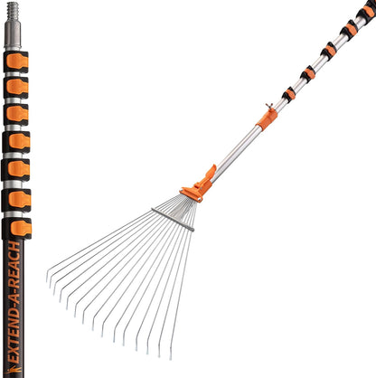 5-30 Telescoping Roof Rake 36 ft Reach // Collapsible Roof Rake for Leaves and Pine with Extension Pole // Roof Cleaning Tool for Gardening and Lawns // High Reach Adjustable Metal Leaf Raker