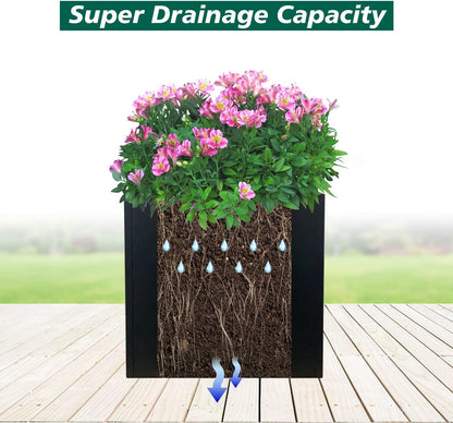 Galvanized Steel Planter Box Black Metal Planter Large Square Indoor Outdoor Planters Cube Steel Heavy Duty Flower Pot 20Inch Powder Coating Modern Commercial Residential for Patio, Deck, Yard, Garden