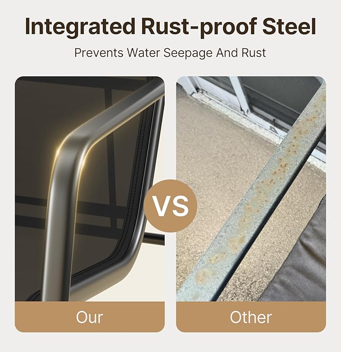 Gizoon Patio Chairs Set of 2, Patio Fumiture Set with Metal Fframe Glass Table, Outdoor Chairs Set of 2 for Balcony Bistro Table and Chair Set for Lawn, Black