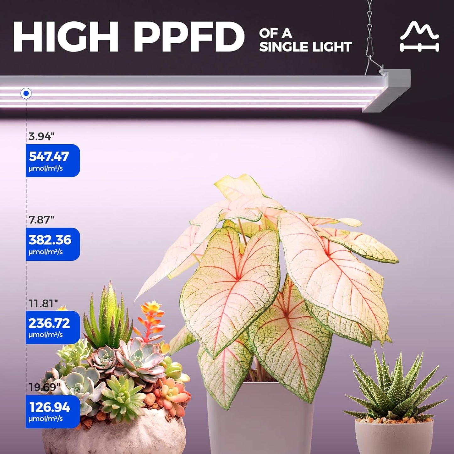 Barrina TX-L63 3FT LED Grow Light, 63W, 4 Panels Wider Coverage, Full Spectrum, High PPFD, Super Bright, Linkable, Hanging Fixture, Plant Stand with Grow Light for Indoor, Vegetable, Seeding, 1 Pack