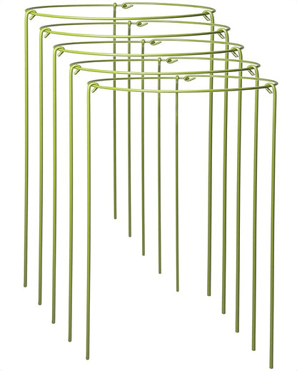 5-Pack Heavy Duty Garden Plant Stakes, 3.2mm Steel Plant Support Stakes for Indoor Outdoor Use - Tomato Cages, Monstera, Peony Supports for Potted Plants & Trees - 8" W x 14" H (Mint Green)
