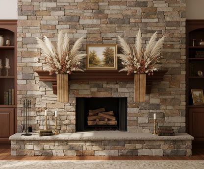 2 Pieces Wooden Wall Hanging Plant Pots Vase Contains Artificial Green Plants for Indoor Fake Plants Greenery Flowers, Modern Planters for Bathroom, Living Room, Kitchen Decor, (Wood Color)