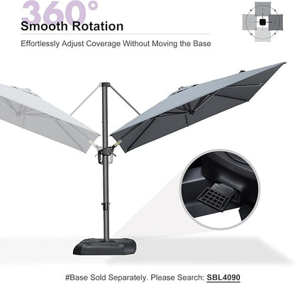 PURPLE LEAF 8 Feet Patio Umbrella Outdoor Cantilever Square Umbrella Aluminum Offset Umbrella with 360-degree Rotation for Garden Deck Pool Patio, Light Grey