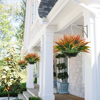 16Pcs Artificial Grass Fake Plants 17.3in Outdoor Plastic Plants UV Resistant Greenery Fake Grass for Home Window Garden Patio Hanging Planter Pathway Front Porch Décor Red