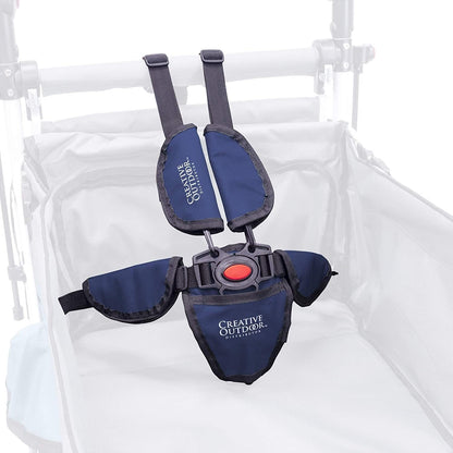 Creative Outdoor Wagon for Kids Push Pull Collapsible Stroller with Canopy Folding Cart for Beach, Park, Garden & Tailgate (Navy Blue & Grey)