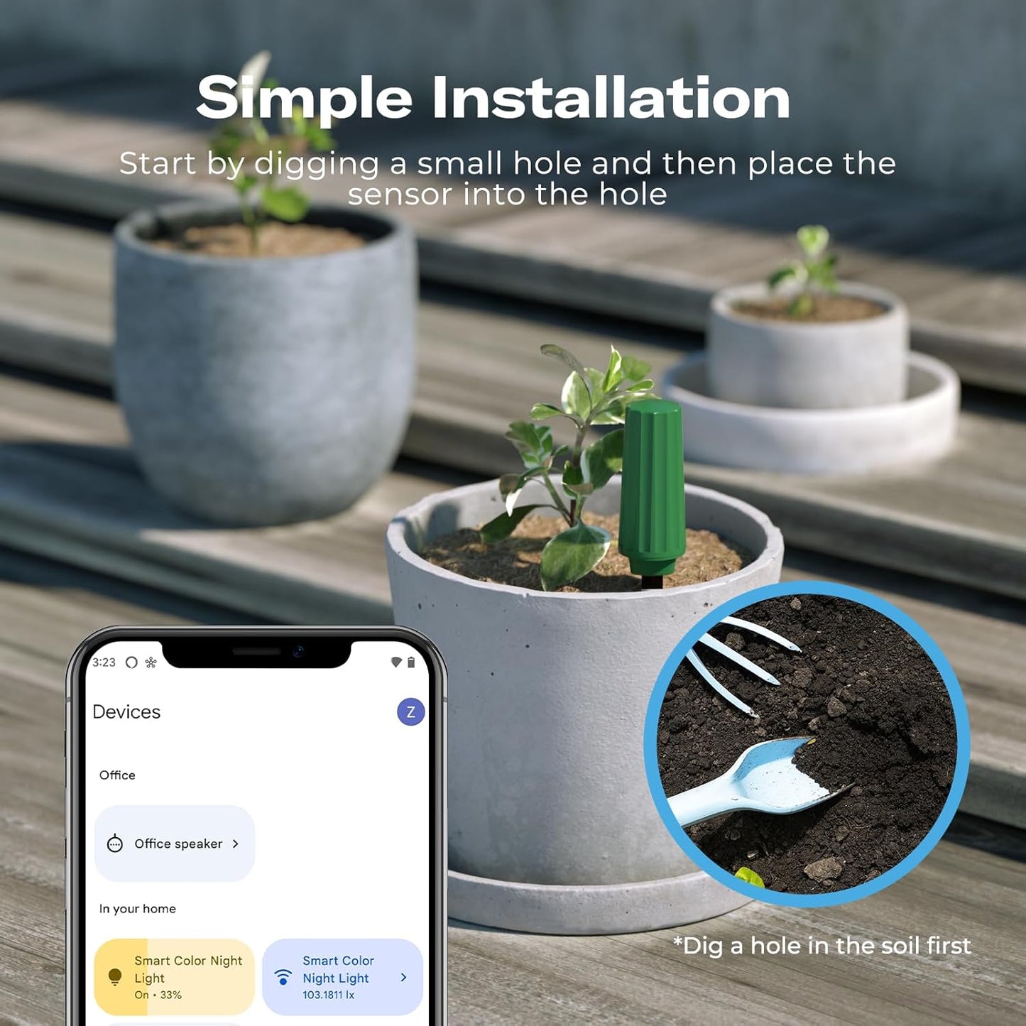 THIRDREALITY Smart Soil Moisture Sensor,Zigbee hub Needed,Accurate Measure,Capacitive Probe,Moisture/Temperature Meter for Garden Planting,Compatible with Homey,Hubitat, SmartThings,Home Assistant