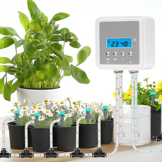 Smart Automatic Plant Watering System for 20 Pots - Dual Pump Indoor Drip Irrigation Kit with 30-Day Programmable Timer & USB-C Charging