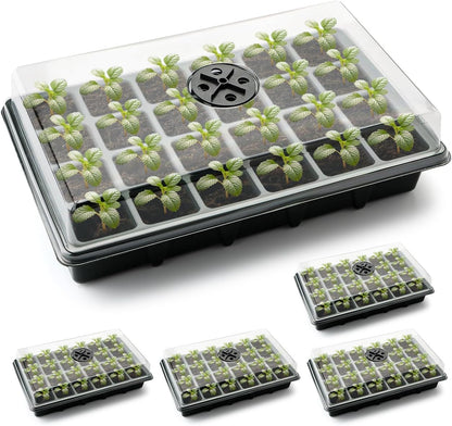 Seed Starter Tray with Dome-5 Sets 24XL Cell Seedling Trays(Total 120 Cells), Plant Germination Tray with Humidity Vented Lid and Base, Mini Propagator Plant Greenhouse for Seed Growing