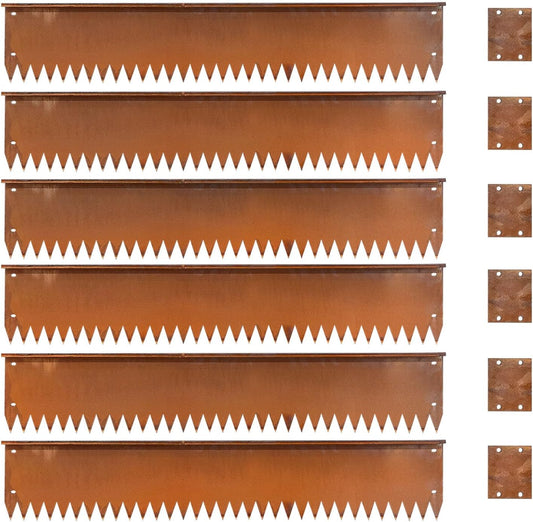 Steel Garden Metal Landscape Edging 40 inch with Top Bending Protection Pre-Rusted Steel Garden Edging 6 Inch Depth 90 Degree Bend 6 Pack for Lawn Yard (6 inch-90 Degree Bend, Rusted)