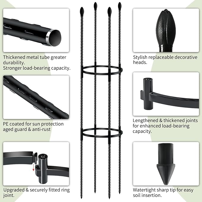 Tomato Cages for Garden Sturdy Metal Plant Stakes SupKing 2 Pack 47 Inch Tall Adjustable Heavy Duty Plant Support Cage Trellis for Outdoor Climbing Rose Vegetables Plants Flowers Comes 20 Twist Ties