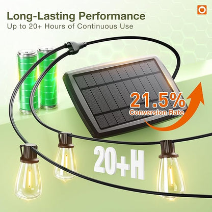 addlon 2 Pack*102FT(96+6) Solar String Lights Waterproof, Patio Lights Solar Powered with Remote & USB Port, 3 Lighting Modes 60+4 LED Shatterproof Bulbs Outdoor Light for Camping Backyard Garden