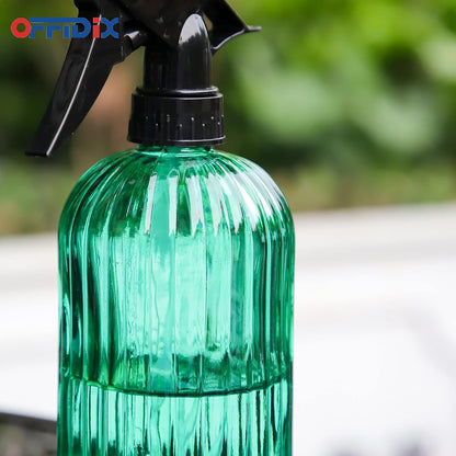 OFFIDIX Glass Spray Bottle, Fine Mist Plant Mister Handheld Pressure Spray Bottles,0.4L/13.5oz Watering Can with Adjustable Nozzle for Outdoor Indoor Gardening and Cleaning Work (Green)