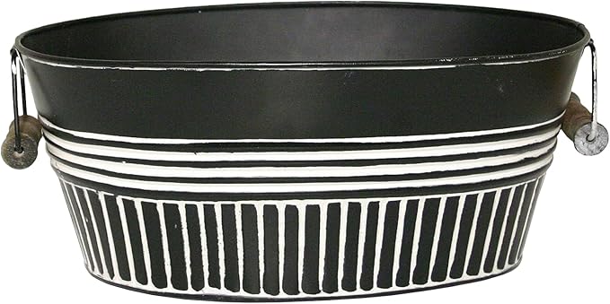 Headwind Vintage Collection 14-Inch Charcoal Oval Galvanized Tub with Handles – Metal Wash Basin Planter - Galvanized Metal Tub for Indoor & Outdoor Use by Robert Allen