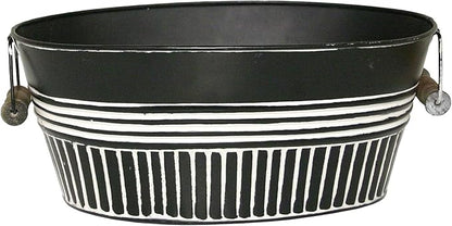 Headwind Vintage Collection 14-Inch Charcoal Oval Galvanized Tub with Handles – Metal Wash Basin Planter - Galvanized Metal Tub for Indoor & Outdoor Use by Robert Allen
