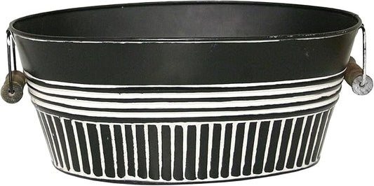 Headwind Vintage Collection 14-Inch Charcoal Oval Galvanized Tub with Handles – Metal Wash Basin Planter - Galvanized Metal Tub for Indoor & Outdoor Use by Robert Allen