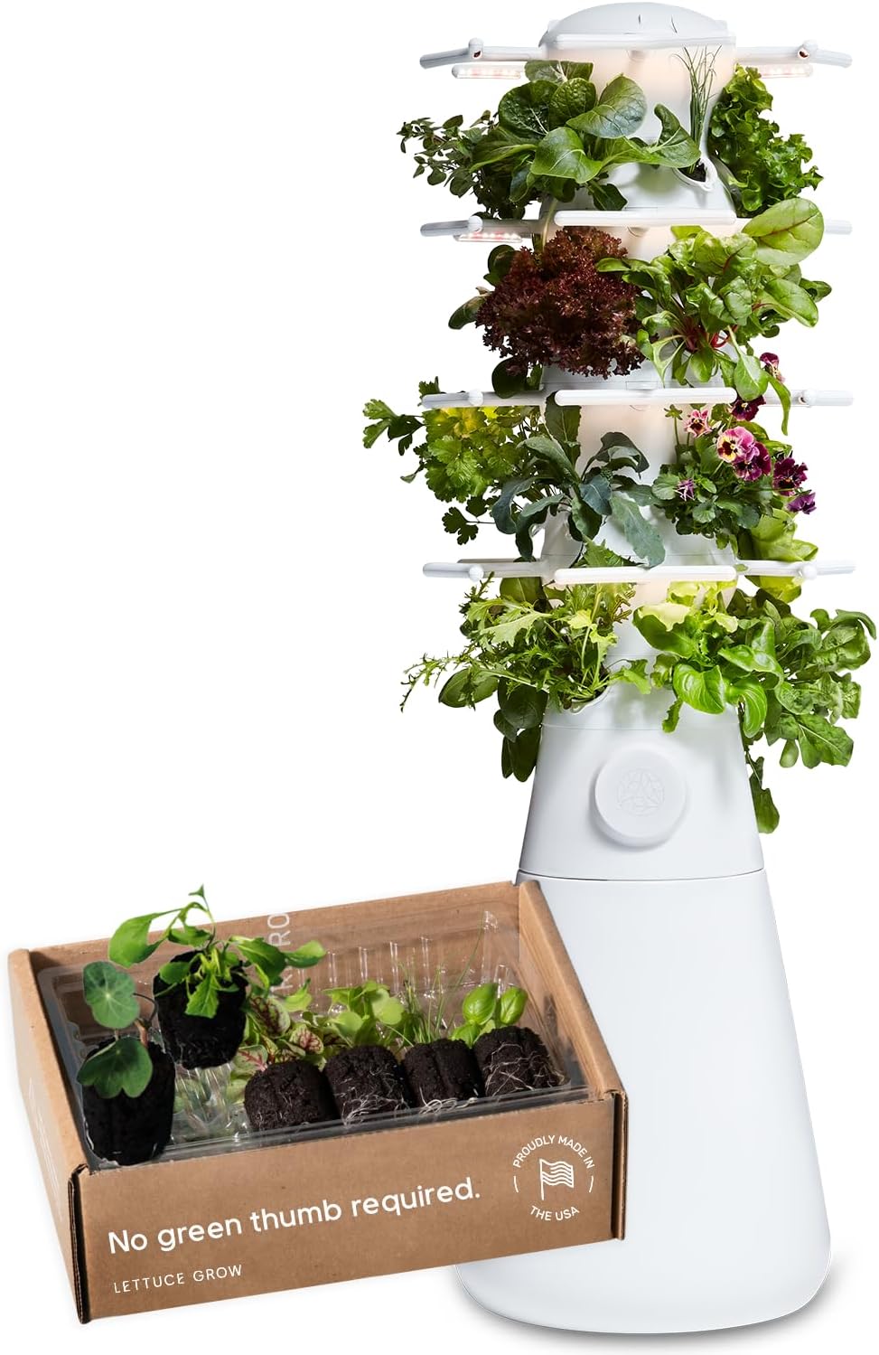 New! Lettuce Grow Farmstand Nook | 20 Plant Hydroponic System | Self-Watering Indoor Vertical Garden Planter Tower w/Pump, BPA-Free Food Grade | 4ft 7in | Made in USA…