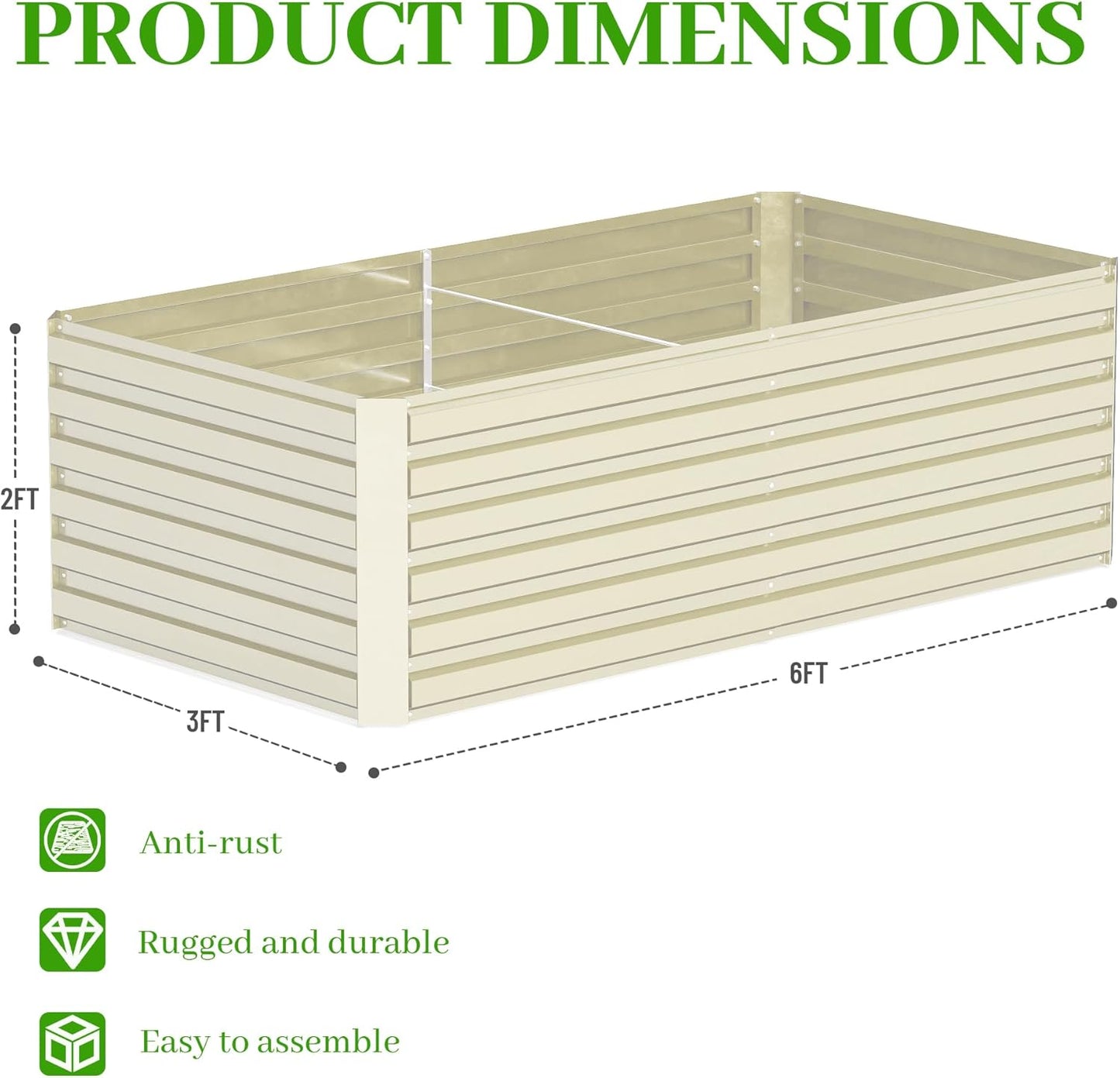 6x3x2 ft Raised Garden Bed, Large Metal Planter Raised Beds, Planters for Outdoor Plants for Vegetables, Flowers, Herbs, Fruits, and Succulents.(4 Pcs, Yellow)