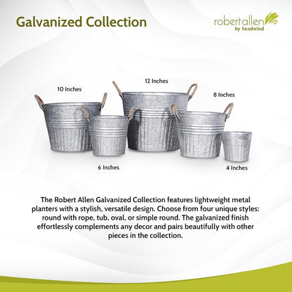 Headwind 4" Round Planter - Galvanized