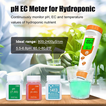 pH Meter for Hydroponics PPM EC Meter for Plant Nutrients Simultaneous Measurement of pH Conductivity TDS Temperature for Reservoir Tank Water DWC Aeroponic Garden Indoor Outdoor Growing