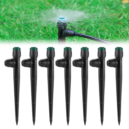 Anti-Drop Drip Irrigation Emitters Sprayers for 1/4" Tubing, with Lock Barbed Adjustable 360 Degree Water Flow Drippers Sprayer for Garden Watering System. (100pcs-360 Degree Sprayer)