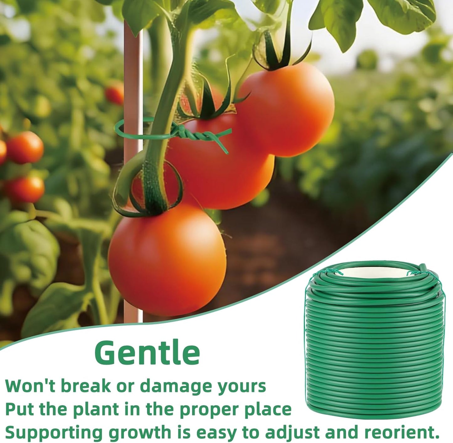 Soft Plant Ties, 164ft Garden Wire, 3.5mm Flexible Garden Ties for Climbing Plants, Tomato, Vines Plant, Flowers, Roses Plant Support