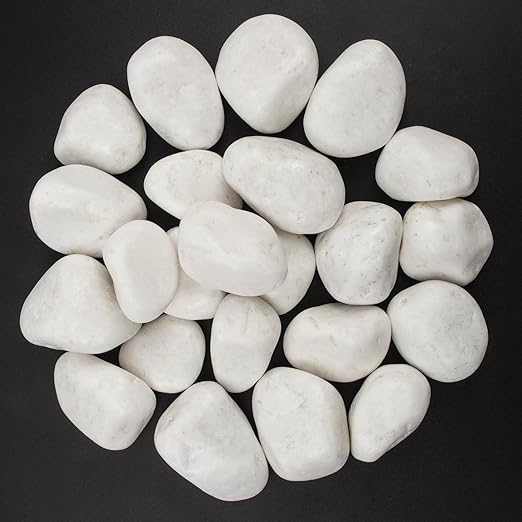 10lbs White Natural River Rocks, Polished Pebbles for Plants Garden, 2-3 inch Decorative White Stones, Ideal for Fish Tank, Vases, Crafting, Home Decor and Garden Landscaping Rocks