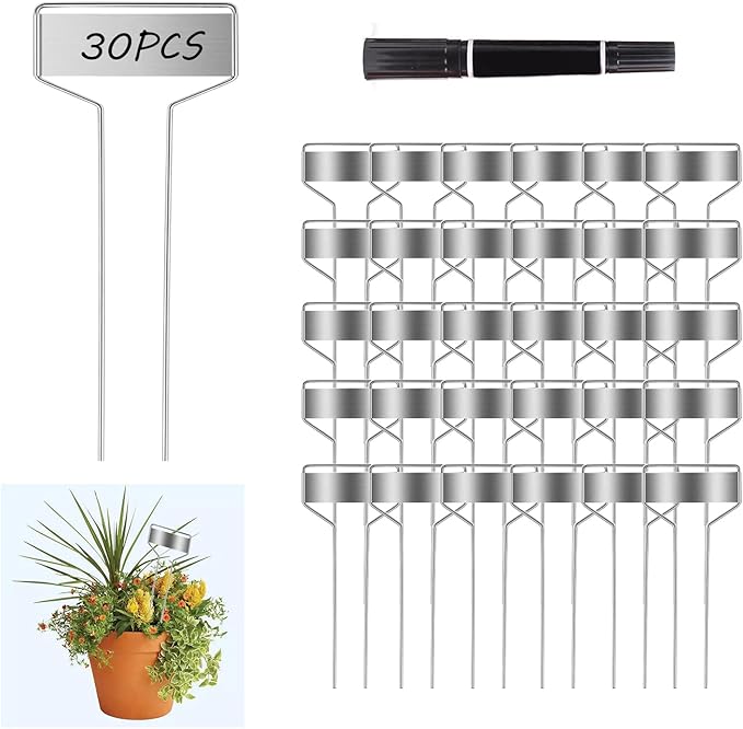 30pcs Plant Labels Plant Markers for Outdoor Plants 6inch Plant Labels for Seedlings Outdoor Garden Waterproof Plant Tags and Labels for Flower Vegetable Herbs Greenhouse (6 in, Silver)