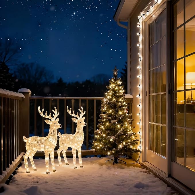 LUCKY SHINE 150 LED Warm White Christmas Lights, UL Certified 50 FT Green Wire String Lights, for Indoor and Outdoor Party, Garden, Patio, Wall, Trees.