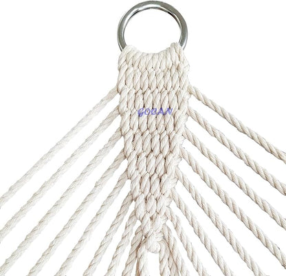 Mesh Hammock,Cotton Rope hammocks with Chains Hooks Tree Straps fit Stands from 9' to 15' for Outside Indoor Patio Yard