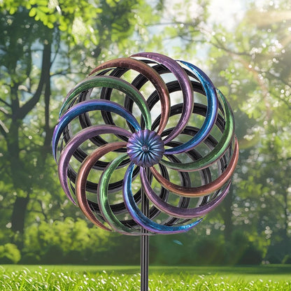 DREAMYSOUL Wind Spinner Outdoor, 13 Inches Dia Rainbow Metal Kinetic Wind Spinners, Dual Wind Spinners for Yard Garden Outside Patio Lawn Decor