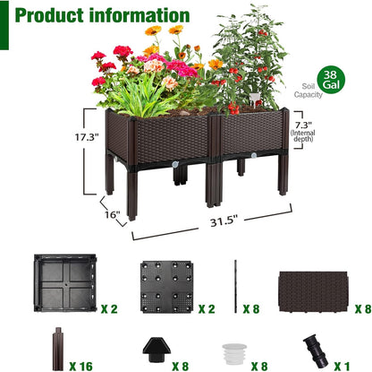 Raised Garden Bed with Legs Planters for Large planters Outdoor Plants Elevated Plastic Garden Planter Boxes Plant pots for Patio Backyard Porch Deck to Planting Flowers Vegetables and Herbs…
