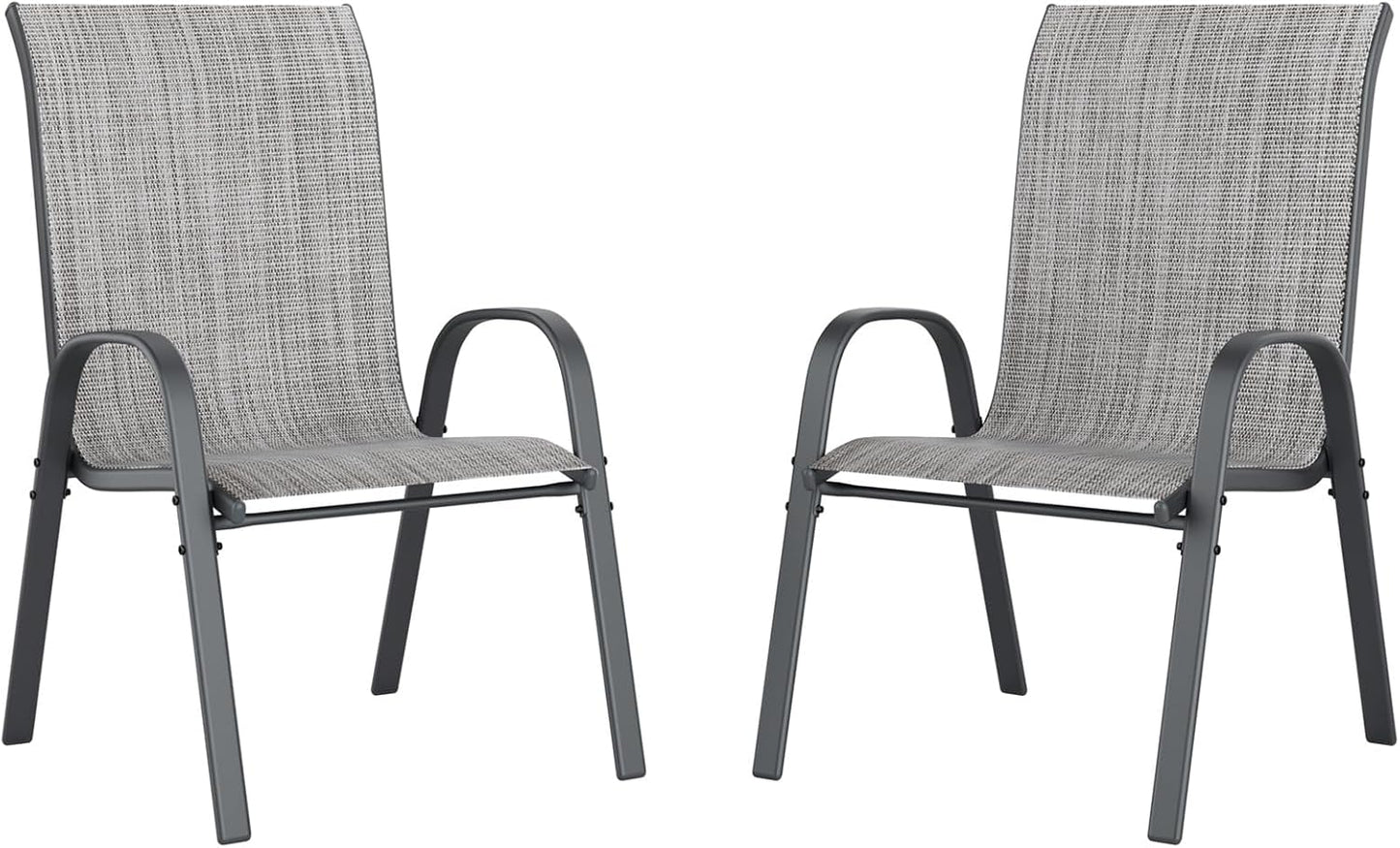 UDPATIO Patio Chairs Set of 2, Stackable Outdoor Dining Chairs with High Back, Breathable Textilene Fabric Outdoor Chair All Weather, 350LBS Capacity for Garden, Backyard (Light Grey)