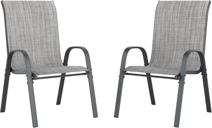 UDPATIO Patio Chairs Set of 2, Stackable Outdoor Dining Chairs with High Back, Breathable Textilene Fabric Outdoor Chair All Weather, 350LBS Capacity for Garden, Backyard (Light Grey)