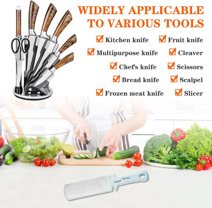 Diamond Sharpening Stone,400/1000 Grit Handheld Double-Sided Diamond Sharpener 5 in 1 Honeycomb Surface Knife Sharpener Plate Whetstone with Ceramic & Tungsten Steel Scissor Slot,Blue