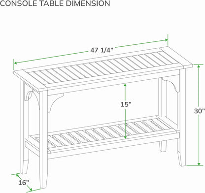 Cambridge Casual Teak Auburn Outdoor Console Table, Solid Indonesian Teak Wood in Weathered Gray Finish, Stylish and Durable Patio Accent or Plant Table for Porch, Deck, Garden, or Outdoor Entryway