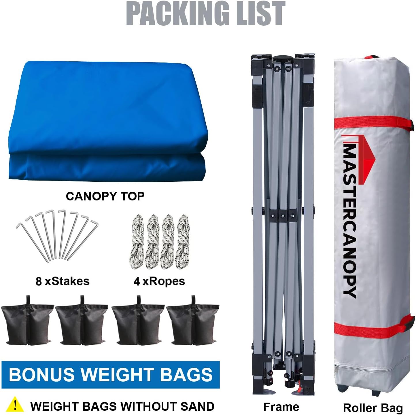 MASTERCANOPY Durable Pop-up Canopy Tent with Roller Bag (10x10, Blue)