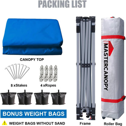 MASTERCANOPY Durable Pop-up Canopy Tent with Roller Bag (Blue)