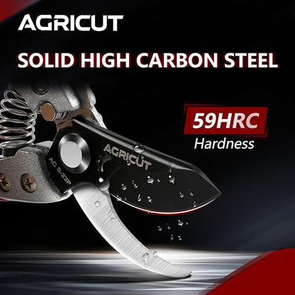 AGRICUT Pruning Shears for Gardening - 1 Inch Cut Capacity Bypass Pruners with High Carbon Steel Blade Aluminum Handle Pruning Shears Heavy Duty