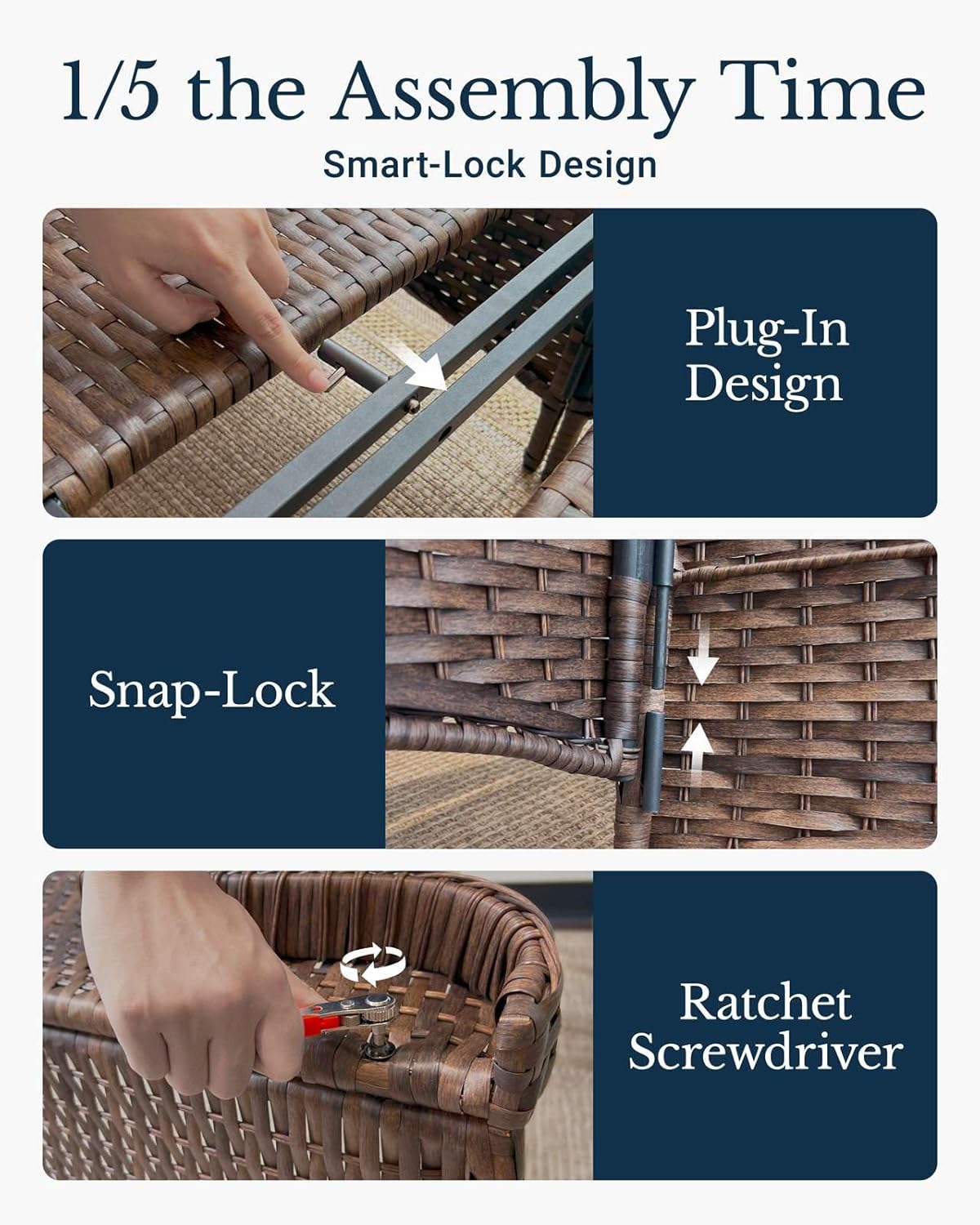 HILLGA Luxury Patio Furniture Set with 6-Inch Thick Cushions, High Back Outdoor Swivel Rocker Chairs and Table, 6-Piece All Weather Conversation Set for Porch Deck Balcony Yard, Beige (V3)