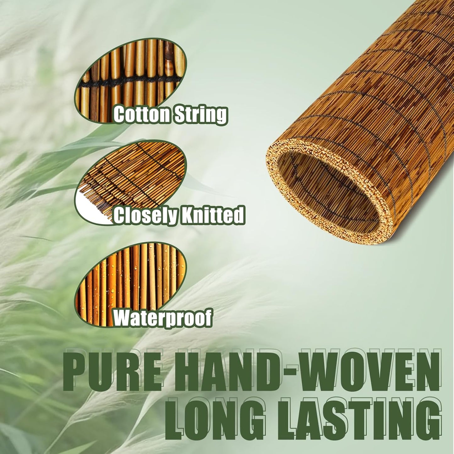 Natural Reed Fence,6FT X 16.4FT Bamboo Fencing Privacy Reed Screening for Outdoor, Gallery, Restaurant, Hotel, Patio (Brown)