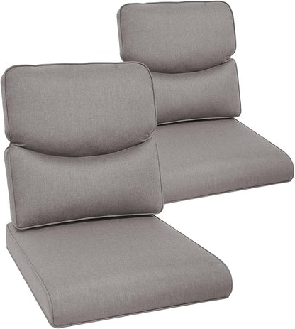 Outdoor Rattan Chair Cushions 2 Packs - Outside High Back Comfortable Thickened Pillow 22x24 with Zipper Cover for Patio Rocking Swivel Chairs Loveseat Sofa – Grey/Crescent