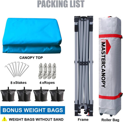 MASTERCANOPY Durable Pop-up Canopy Tent with Roller Bag (10x10, Sky Blue)