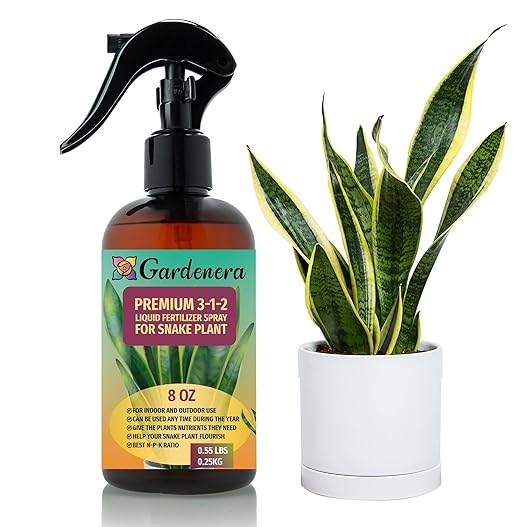 Gardenera Proffesional Snake Plant Spray Fertilizer Mist for Home Gardening | 3-1-2 Gentle Blend Mist for Healthy Leaves & Growth | Essential Nutrients for Snake Plants - 8oz