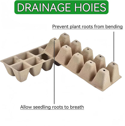 240 Cells Peat Pots Seed Starter Tray 24 Packs Biodegradable Seedling Pots Germination Trays Peat Pot for Seedling Organic Seed Starting Trays kit with 24 Labels 2 Transplant Tools