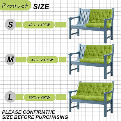 Replacement Cushions for Outdoor Swing, Outdoor Cushions for Patio Furniture with Backrest, Waterproof Thicken 4" porch swing cushions, for Outdoor Patio Garden Furniture(Grass green 40 * 47 in)