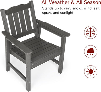 Stoog 3 Piece Patio Dining Sets, All-Weather Outdoor Chairs Set of 2 with Table, Include 2 Patio Chairs and 1 Side Table, Grey